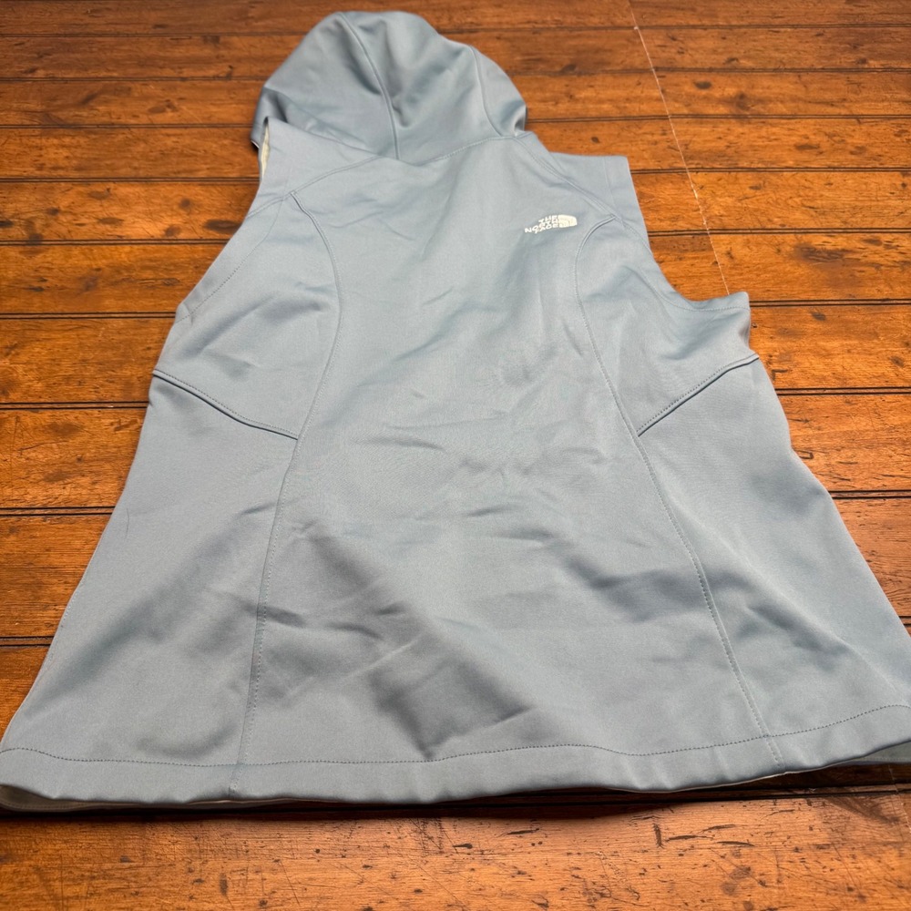 The North Face Windwall Womens Vest Light Blue Hooded Full Zip Size L - Picture 7 of 8